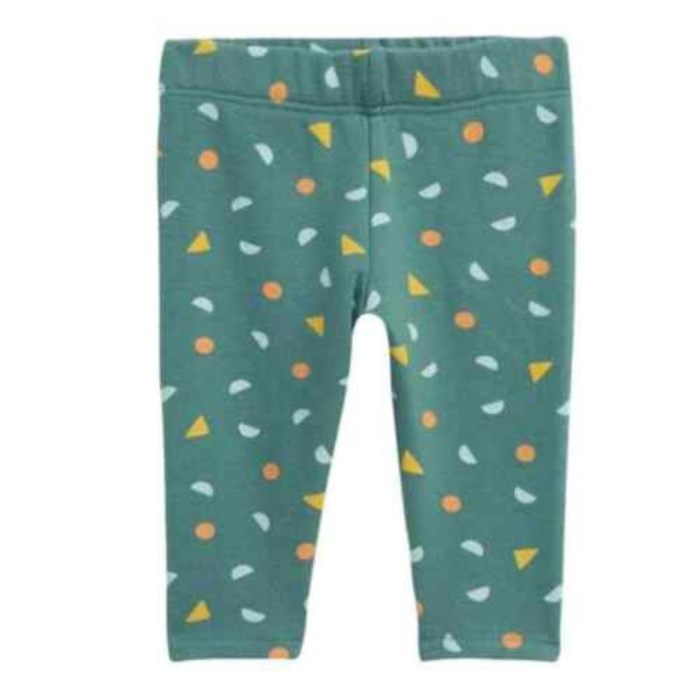 Open Edit Babies' Printed Cotton Blend Leggings In Teal Needle Fun Geo 6M NWT